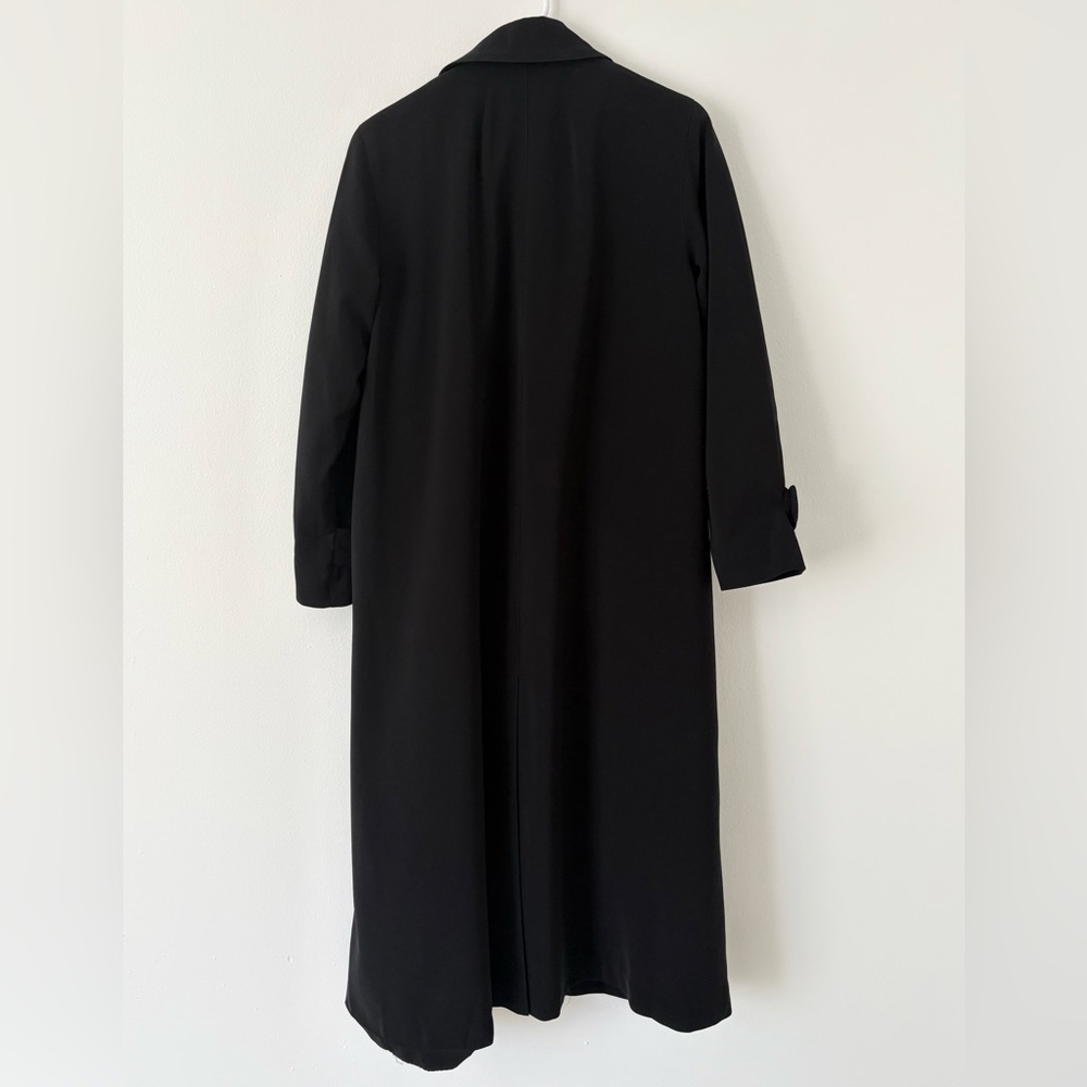 Gallery Vintage Black Long Floor Length Button Down Collared Trench Coat Small - Picture 11 of 11